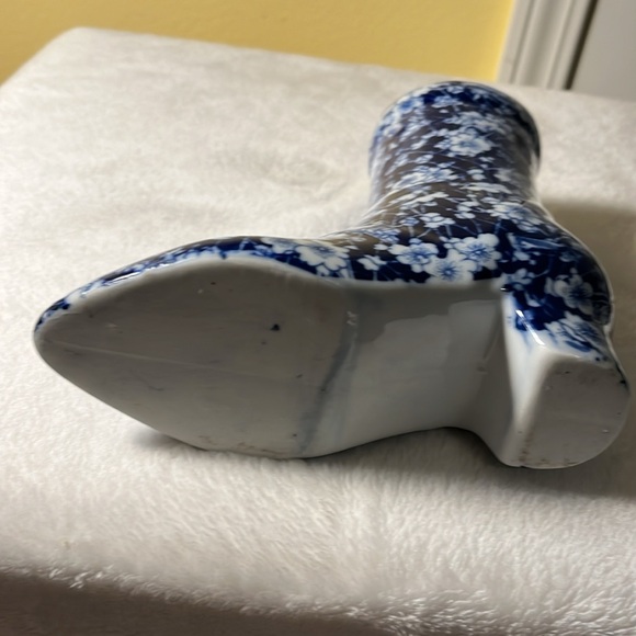 Vase Blue and white shoe boot pointed toe base heel, unmarked calico brand - Picture 7 of 10